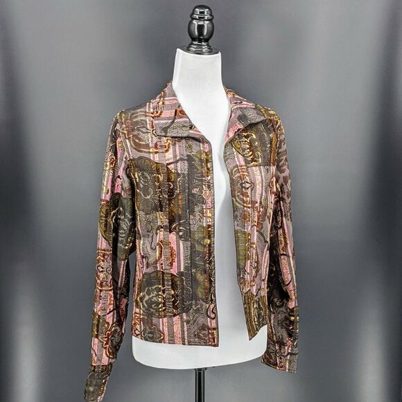 Acorn Blazer Women's XS Brown Open Front and Pink Fall Thanksgiving Natural - Picture 2 of 10